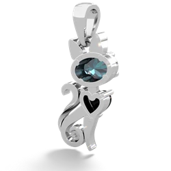 Alexandrite Kitten 14K White Gold pendant P5780