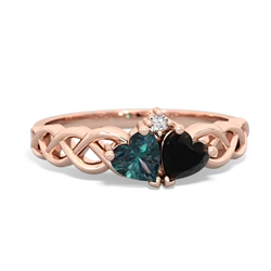 Alexandrite Heart To Heart Braid 14K Rose Gold ring R5870