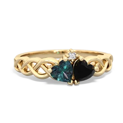 Alexandrite Heart To Heart Braid 14K Yellow Gold ring R5870