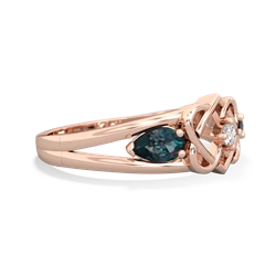 Alexandrite Hearts Intertwined 14K Rose Gold ring R5880