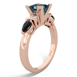 Alexandrite 6Mm Princess Eternal Embrace Engagement 14K Rose Gold ring C2002