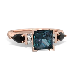 Alexandrite 6Mm Princess Eternal Embrace Engagement 14K Rose Gold ring C2002