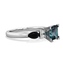 Alexandrite 6Mm Princess Eternal Embrace Engagement 14K White Gold ring C2002