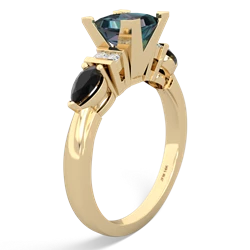 Alexandrite 6Mm Princess Eternal Embrace Engagement 14K Yellow Gold ring C2002