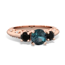 Alexandrite Art Deco Eternal Embrace Engagement 14K Rose Gold ring C2003