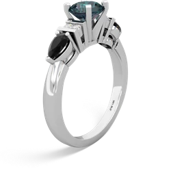 Alexandrite 6Mm Round Eternal Embrace Engagement 14K White Gold ring R2005