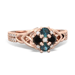 Alexandrite Celtic Knot Cluster Engagement 14K Rose Gold ring R26443RD