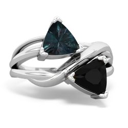 Alexandrite Split Band Swirl 14K White Gold ring R2341