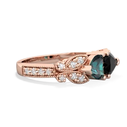 Alexandrite Diamond Butterflies 14K Rose Gold ring R5601