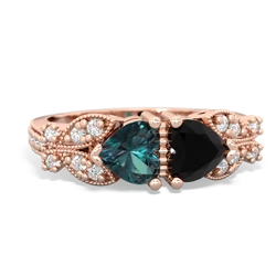 Alexandrite Diamond Butterflies 14K Rose Gold ring R5601