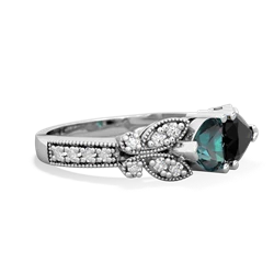 Alexandrite Diamond Butterflies 14K White Gold ring R5601