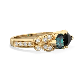 Alexandrite Diamond Butterflies 14K Yellow Gold ring R5601