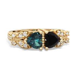 Alexandrite Diamond Butterflies 14K Yellow Gold ring R5601