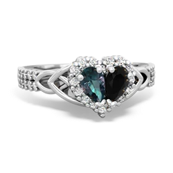 Alexandrite Celtic Knot Two Hearts As One 14K White Gold ring R2644HRT