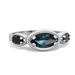 Alexandrite Milgrain Marquise 14K White Gold ring R5700