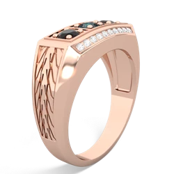 Alexandrite Three Stone Tire Tread Men's 14K Rose Gold ring R0520