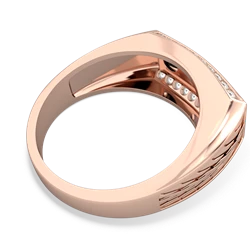 Alexandrite Three Stone Tire Tread Men's 14K Rose Gold ring R0520