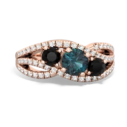 Alexandrite Three Stone Aurora 14K Rose Gold ring R3080