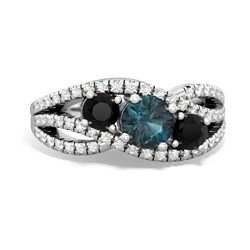 Alexandrite Three Stone Aurora 14K White Gold ring R3080