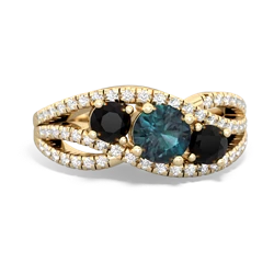 Alexandrite Three Stone Aurora 14K Yellow Gold ring R3080