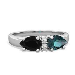 Alexandrite Pear Bowtie 14K White Gold ring R0865