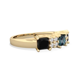 Alexandrite Three Stone Diamond Cluster 14K Yellow Gold ring R2592