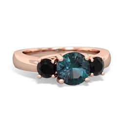 Alexandrite Three Stone Round Trellis 14K Rose Gold ring R4018