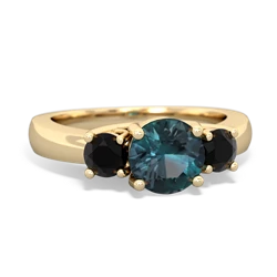 Alexandrite Three Stone Round Trellis 14K Yellow Gold ring R4018