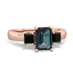 Alexandrite Three Stone Emerald-Cut Trellis 14K Rose Gold ring R4021