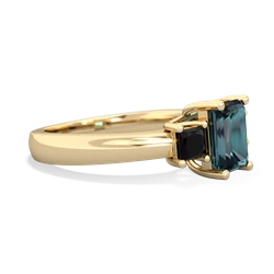 Alexandrite Three Stone Emerald-Cut Trellis 14K Yellow Gold ring R4021