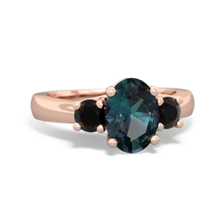 Alexandrite Three Stone Oval Trellis 14K Rose Gold ring R4024