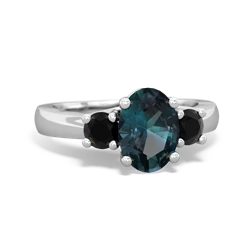 Alexandrite Three Stone Oval Trellis 14K White Gold ring R4024