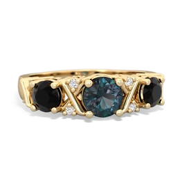 Alexandrite Hugs And Kisses 14K Yellow Gold ring R5016