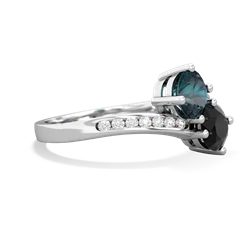 Alexandrite Channel Set Two Stone 14K White Gold ring R5303