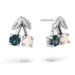 Alexandrite Sweet Cherries 14K White Gold earrings E7001