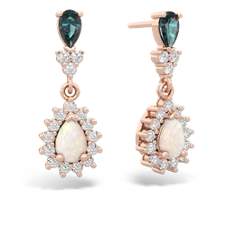 Alexandrite Halo Pear Dangle 14K Rose Gold earrings E1882