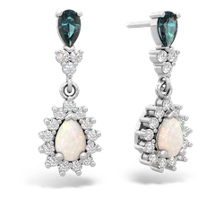 Alexandrite Halo Pear Dangle 14K White Gold earrings E1882