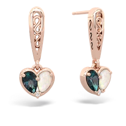 Alexandrite Filligree Heart 14K Rose Gold earrings E5070