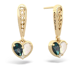 Alexandrite Filligree Heart 14K Yellow Gold earrings E5070