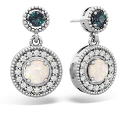 Alexandrite Halo Dangle 14K White Gold earrings E5319