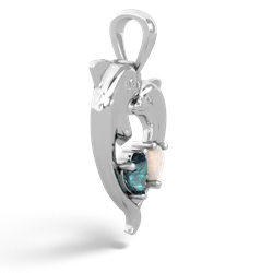 Alexandrite Dolphin Heart 14K White Gold pendant P5820