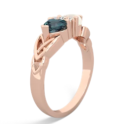 Alexandrite Celtic Knot Double Heart 14K Rose Gold ring R5040