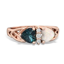 Alexandrite Celtic Knot Double Heart 14K Rose Gold ring R5040