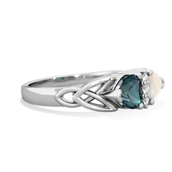 Alexandrite Celtic Knot Double Heart 14K White Gold ring R5040