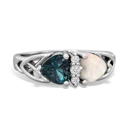 Alexandrite Celtic Knot Double Heart 14K White Gold ring R5040