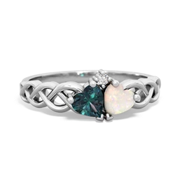 Alexandrite Heart To Heart Braid 14K White Gold ring R5870