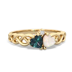 Alexandrite Heart To Heart Braid 14K Yellow Gold ring R5870