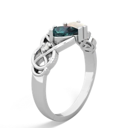 Alexandrite 'One Heart' Celtic Knot Claddagh 14K White Gold ring R5322