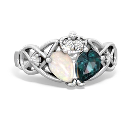 Alexandrite 'One Heart' Celtic Knot Claddagh 14K White Gold ring R5322