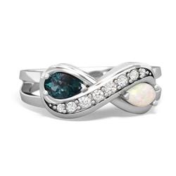 Alexandrite Diamond Infinity 14K White Gold ring R5390